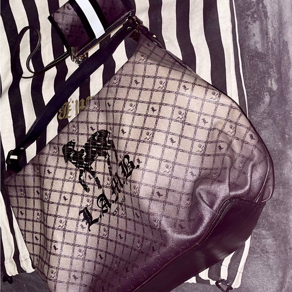 L.A.M.B. Gwen Stefani Black Leather & Canvas Tote Bag w/ Wallet. Vintage Y2K - Picture 14 of 16